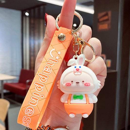 5 PCS MX-80100 Cartoon Cute Rabbit Simple Schoolbag Pendant Car Key Ring(Orange) - Key Rings by PMC Jewellery | Online Shopping South Africa | PMC Jewellery | Buy Now Pay Later Mobicred