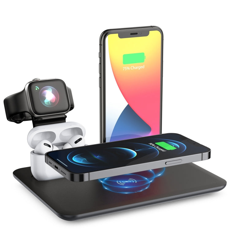 HQ-UD17 4 in 1 Wireless Charger Phone Holder Charging Base for Smart Phones, iWatch, AirPods (Black) - Wireless Charger by PMC Jewellery | Online Shopping South Africa | PMC Jewellery | Buy Now Pay Later Mobicred