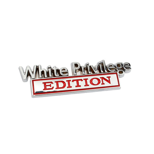 2 PCS Car Metal Leaf Board Car Logo White Privilege Edition Modified Car Body Sticker Sign(Silver Red) - Decorative Sticker by PMC Jewellery | Online Shopping South Africa | PMC Jewellery | Buy Now Pay Later Mobicred