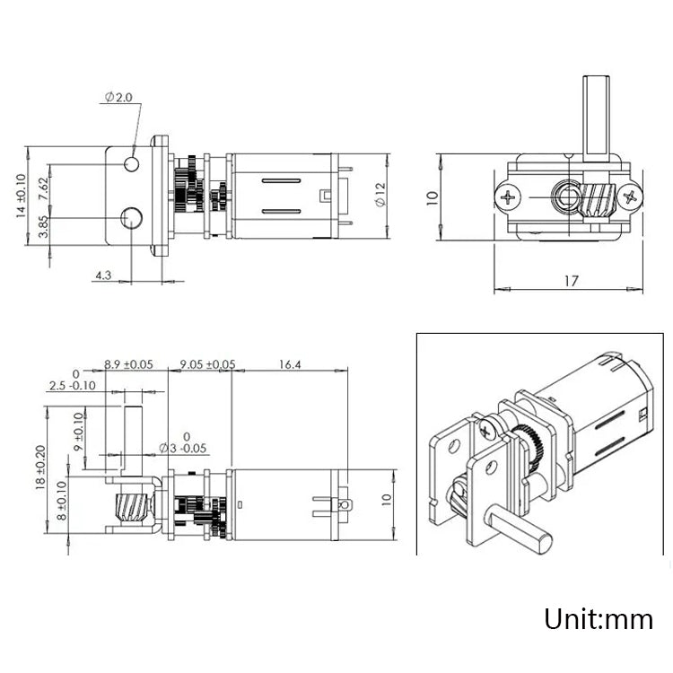 GW12N20 Worm Gear Low Speed Motor Ultra Mini Gear Power-Off Self-Locking Motor For Smart Car Robot(6V 30RPM) - Motor Module by PMC Jewellery | Online Shopping South Africa | PMC Jewellery | Buy Now Pay Later Mobicred