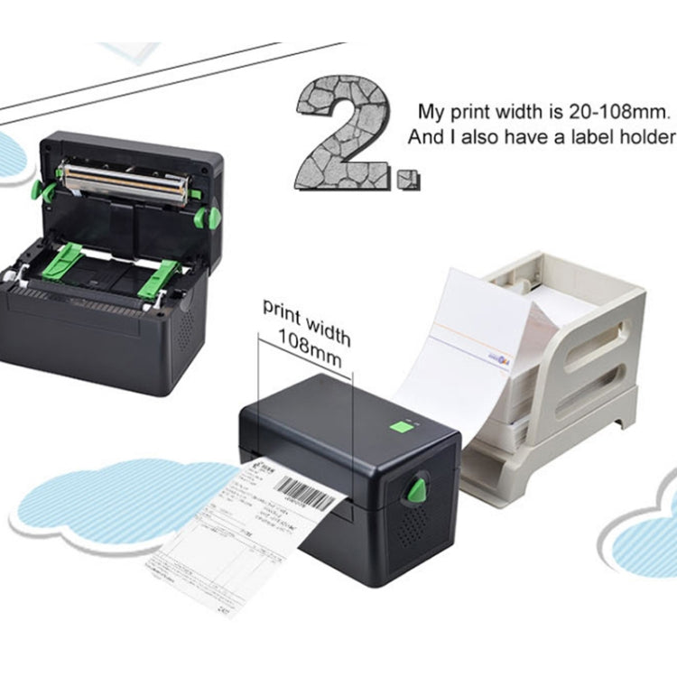 Xprinter XP-108B 4 Inch 108mm Label Printer Thermal Barcode Printer ,Model: USB - free shipping - PMC Jewellery - Order now!