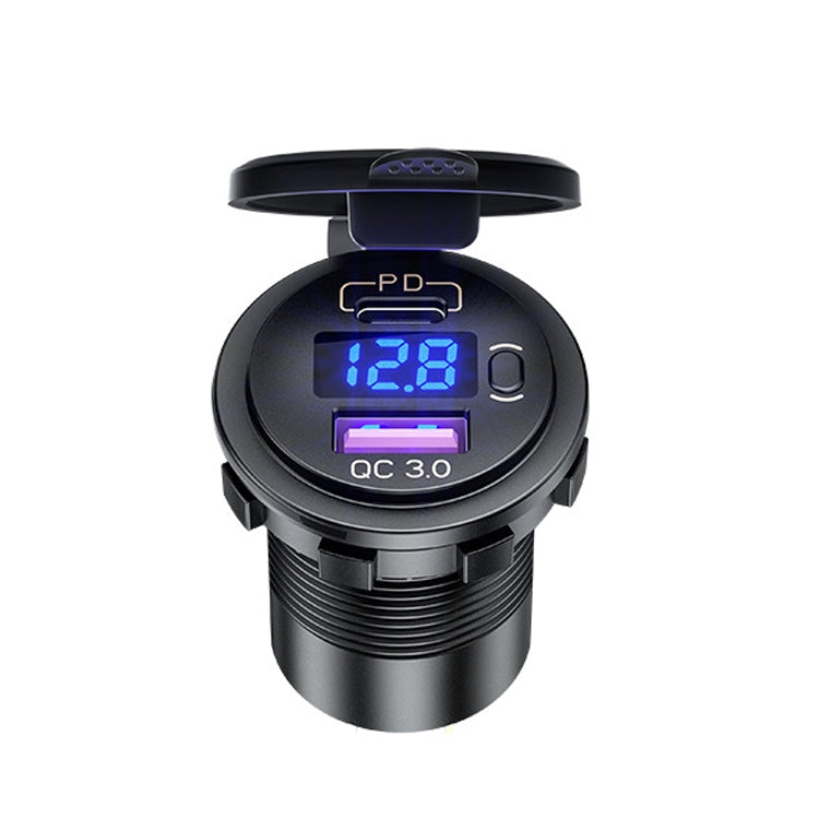 12V Modified Car USB Charger With Voltage Display PD QC3.0 Socket(With 60cm Line Green Light) - DIY Modified Charger by PMC TechLife | Online Shopping South Africa | PMC TechLife | Buy Now Pay Later Mobicred