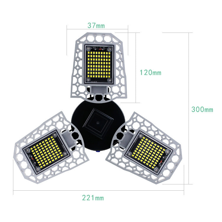 80W LED Industrial Mining Light Waterproof Light Sensor Folding Tri-Leaf Garage Lamp(Warm White Light) - Special Engineering Lighting by PMc TechLife | Online Shopping South Africa | PMc TechLife | Buy Now Pay Later Mobicred