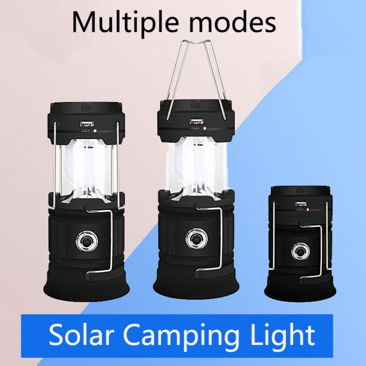 5803 Solar Camping Lamp Outdoor LED Emergency Portable Light Support USB Output(Black) - Camping Lighting by PMC TechLife | Online Shopping South Africa | PMC TechLife | Buy Now Pay Later Mobicred