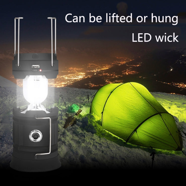 5803 Solar Camping Lamp Outdoor LED Emergency Portable Light Support USB Output(Black) - Camping Lighting by PMC TechLife | Online Shopping South Africa | PMC TechLife | Buy Now Pay Later Mobicred