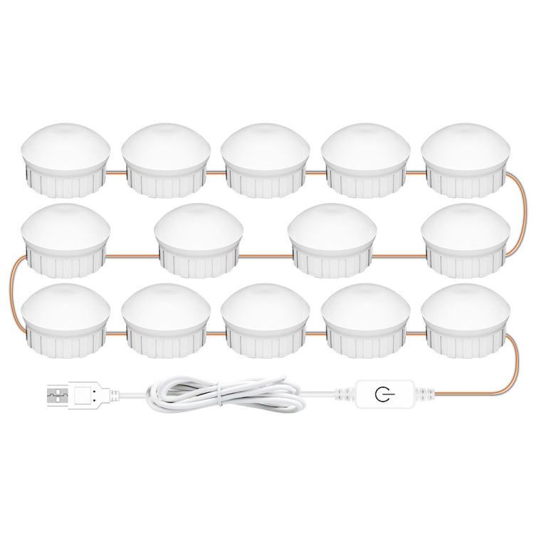 14 LEDs Mirror Front Light Dimmable Makeup Mirror USB Touch Control Light(White Light) - Night Lights by PMc TechLife | Online Shopping South Africa | PMc TechLife | Buy Now Pay Later Mobicred