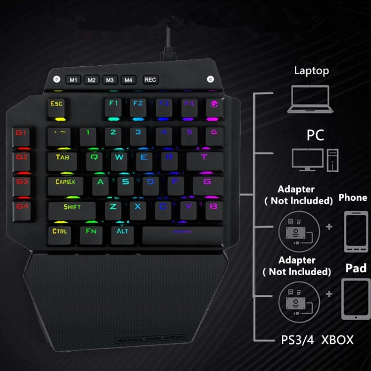 K700 44 Keys RGB Luminous Switchable Axis Gaming One-Handed Keyboard, Cable Length: 1m(Tea Shaft) - Wired Keyboard by PMC Jewellery | Online Shopping South Africa | PMC Jewellery | Buy Now Pay Later Mobicred