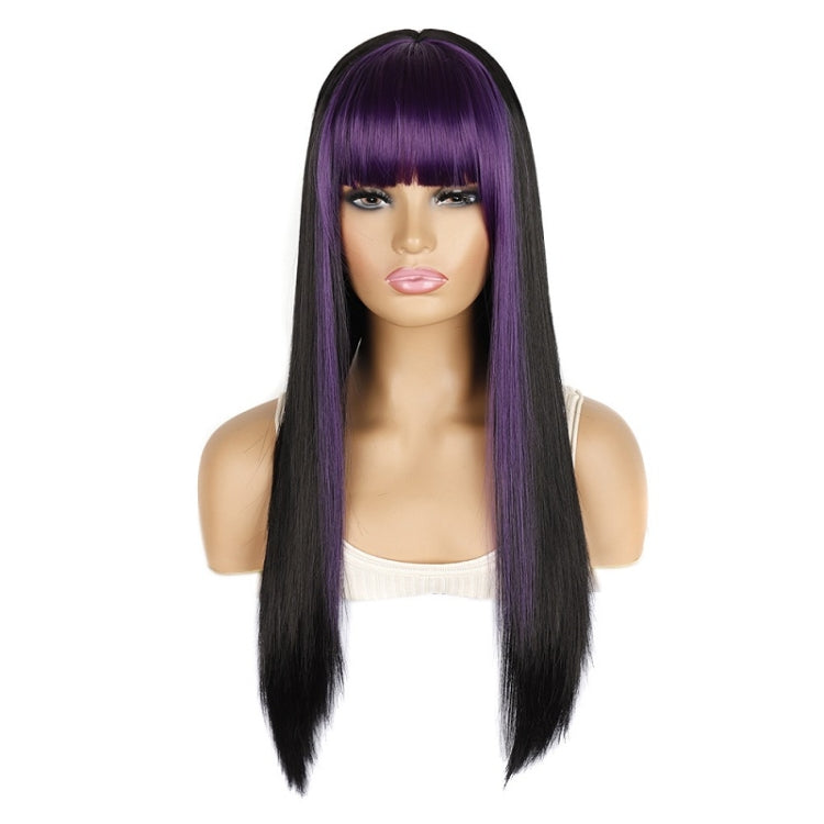Color Bleaching And Dyeing Double Sideburns With Bangs Long Straight Hip-Hop Wig(Violet Bleaching Black) - free shipping - PMC TechLife - Order now!