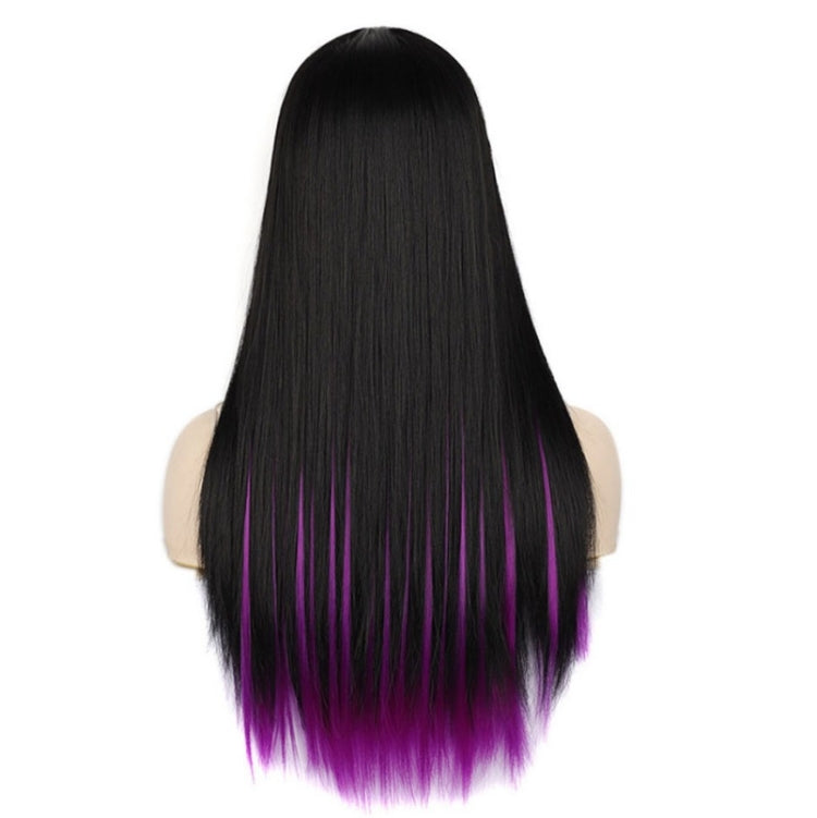 Fashion Medium Haircut Side Bangs Highlight Color Long Straight Wig(Black Ink Green) - free shipping - PMC TechLife - Order now!