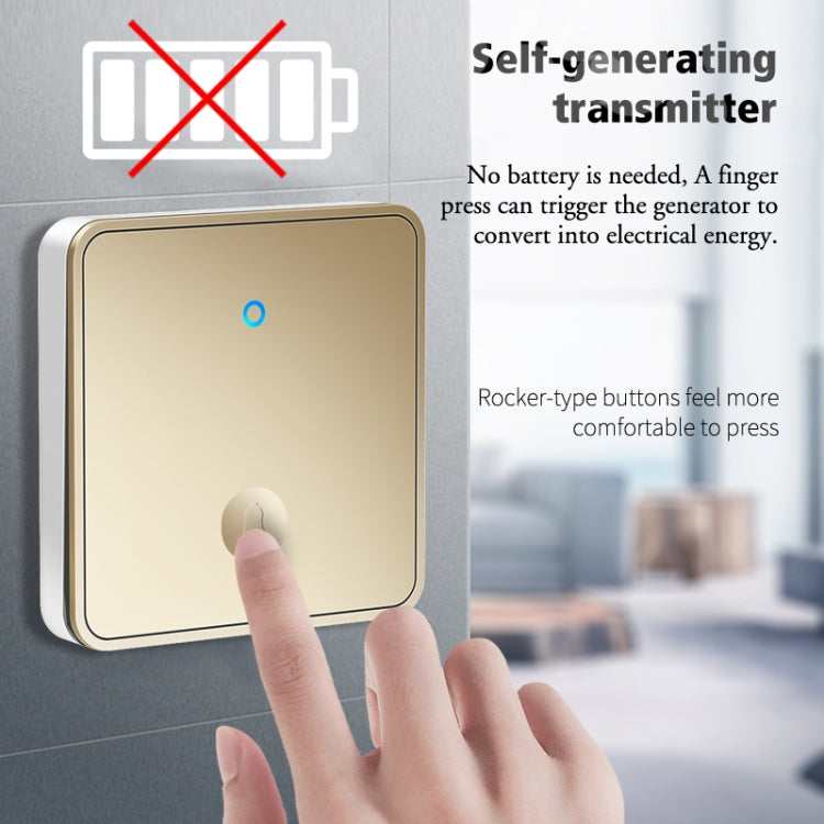 CACAZI FA50 1 For 1 Push-button Self-generating Wireless Doorbell, Plug:UK Plug(Gold) - Wireless Doorbell by CACAZI | Online Shopping South Africa | PMC Jewellery