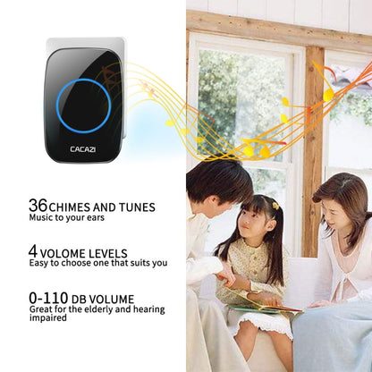 CACAZI H10 1 For 2 Home Wireless Music Doorbell without Battery, Plug:EU Plug(White) - Wireless Doorbell by CACAZI | Online Shopping South Africa | PMC Jewellery