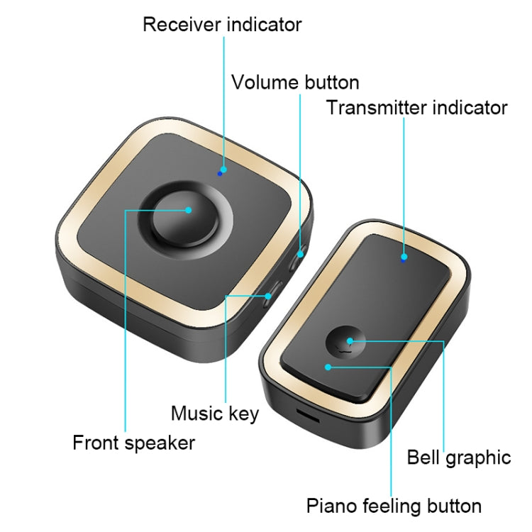 CACAZI A58 1 For 1 Smart Wireless Doorbell without Battery, Plug:US Plug(Black Silver) - Wireless Doorbell by CACAZI | Online Shopping South Africa | PMC TechLife | Buy Now Pay Later Mobicred