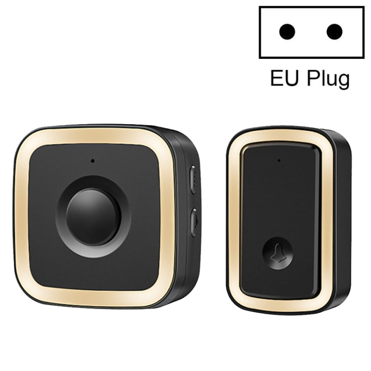 CACAZI A58 1 For 1 Smart Wireless Doorbell without Battery, Plug:EU Plug(Black Gold) - Wireless Doorbell by CACAZI | Online Shopping South Africa | PMC TechLife | Buy Now Pay Later Mobicred