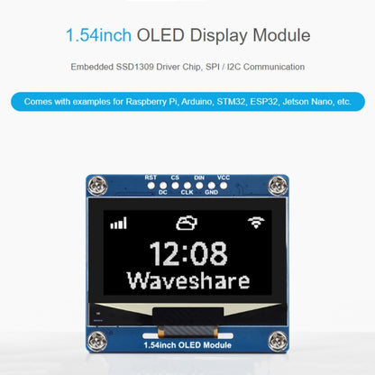 Waveshare 1.54 Inch OLED Display Module, 128×64 Resolution, SPI / I2C Communication(White) - LCD & LED Display Module by Waveshare | Online Shopping South Africa | PMC Jewellery | Buy Now Pay Later Mobicred