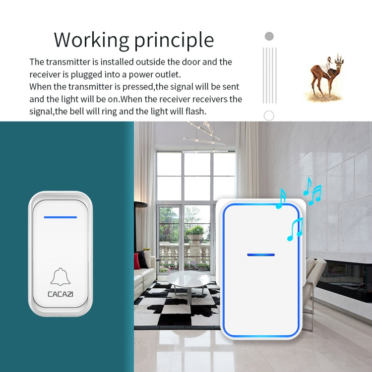 CACAZI Home Smart Digital Wireless Doorbell Remote Electronic Doorbell Elderly Pager, Style: AU Plug(White) - Wireless Doorbell by CACAZI | Online Shopping South Africa | PMC Jewellery