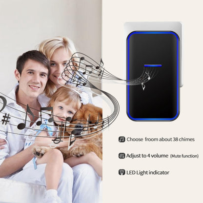 CACAZI Home Smart Digital Wireless Doorbell Remote Electronic Doorbell Elderly Pager, Style: EU Plug(Black) - Wireless Doorbell by CACAZI | Online Shopping South Africa | PMC Jewellery | Buy Now Pay Later Mobicred