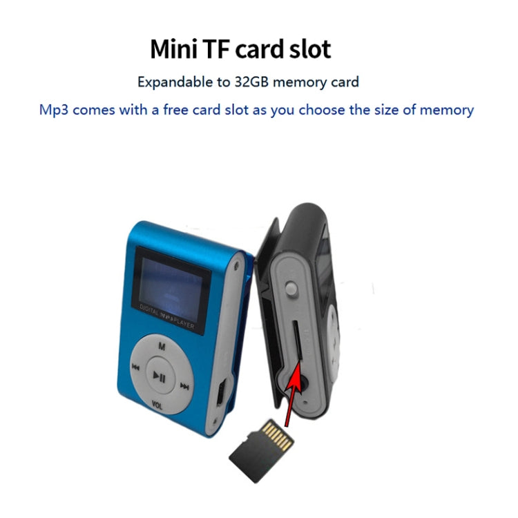 128M+Earphone+Cable Mini Lavalier Metal MP3 Music Player with Screen(Silver Gray) - MP3 Player by PMC TechLife | Online Shopping South Africa | PMC TechLife
