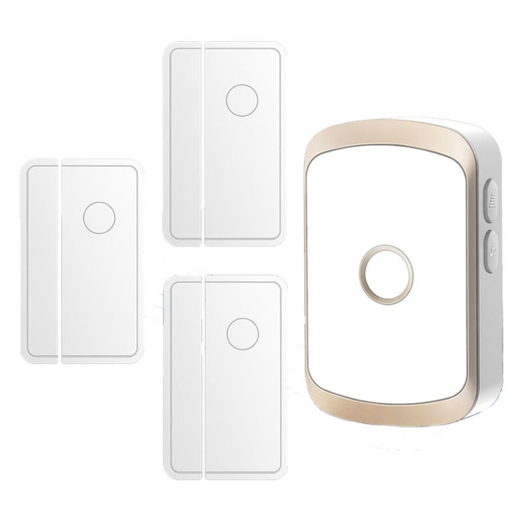 CACAZI M20 1 For 3 Split Type Door Opening Sensor Reminder Smart Wireless Doorbell Alarm, Style: AU Plug(Gold) - Wireless Doorbell by CACAZI | Online Shopping South Africa | PMC Jewellery