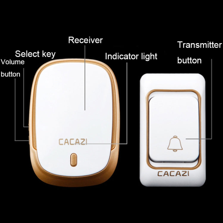 CACAZI Smart Waterproof Music Wireless Doorbell Multifunctional Pager, Style: EU Plug(Black) - Wireless Doorbell by CACAZI | Online Shopping South Africa | PMC Jewellery