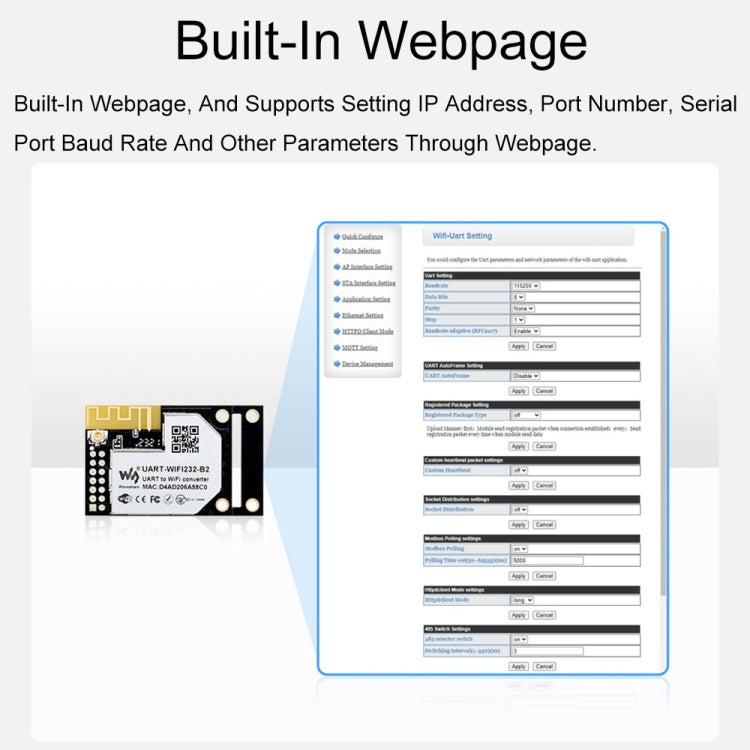 Waveshare 25116 UART to WiFi And Ethernet Module, Integrated 802.11b/g/n Module - free shipping - PMC TechLife - Order now!