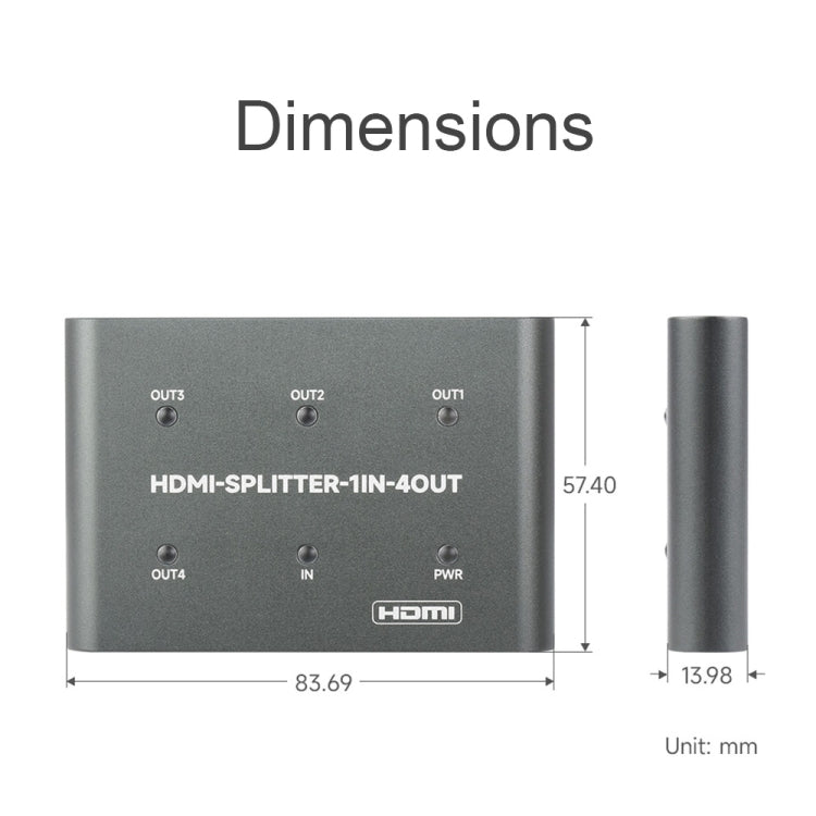 Waveshare 23738 4K HDMI Splitter, 1 In 4 Out, Share One HDMI Source - free shipping - PMC Jewellery - Order now!