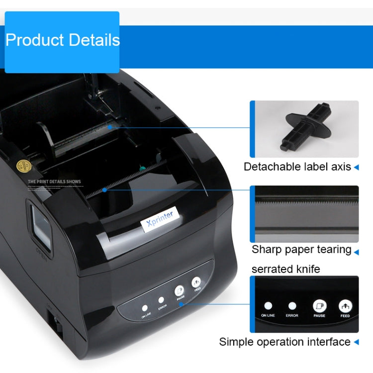 Xprinter XP-365B 80mm Thermal Label Printer Clothing Tag Supermarket Barcode Printer, Plug: UK Plug(Bluetooth Version) - free shipping - PMC TechLife - Order now!