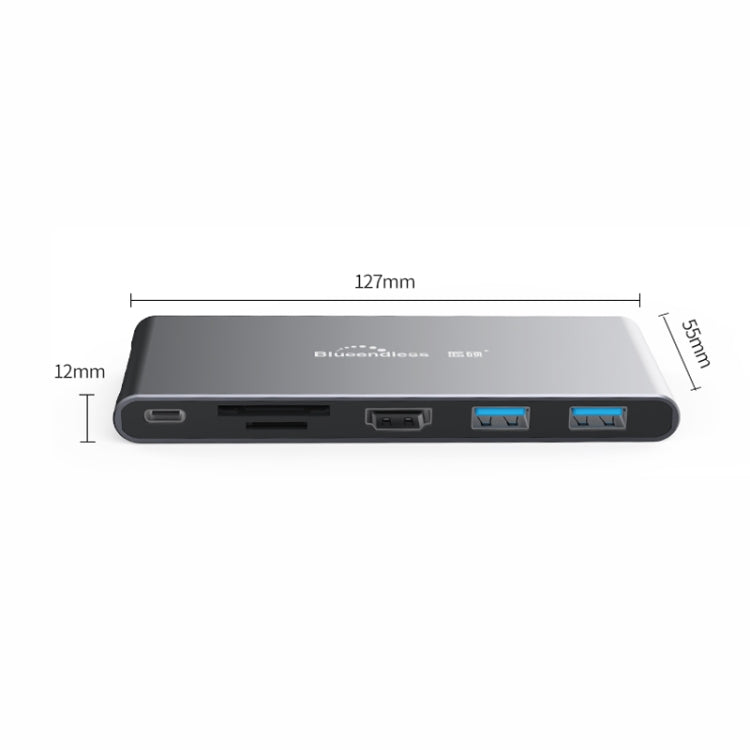 Blueendless Mobile Hard Disk Box Dock Type-C To HDMI USB3.1 Solid State Drive, Style: 6-in-1 (Support M.2 NGFF) - HDD Enclosure by Blueendless | Online Shopping South Africa | PMC Jewellery | Buy Now Pay Later Mobicred