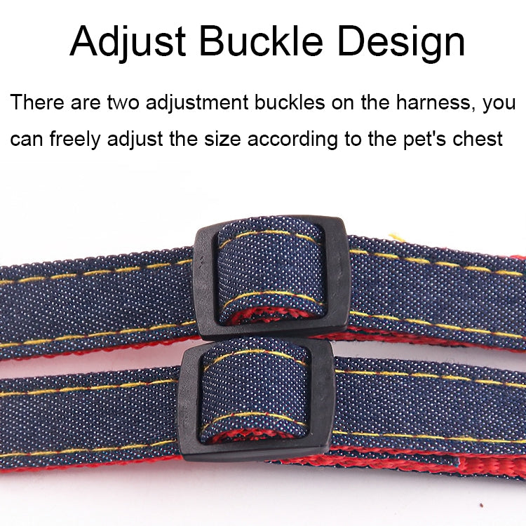 BG-Q1025 Leash+Chest Strap+Collar Thickened Strong Denim Pet Dog Leash Set, Size: XL(Black) - Leashes & Chest Strap by PMC TechLife | Online Shopping South Africa | PMC TechLife