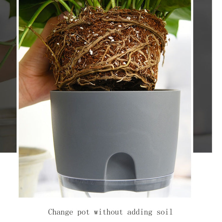 Transparent Plastic Double-Layer Water Storage Automatic Water-Absorbing Flowerpot, Size: A705 Caliber 10.5cm(White Transparent Basin) - Flower Pots & Planters by PMc TechLife | Online Shopping South Africa | PMc TechLife | Buy Now Pay Later Mobicred