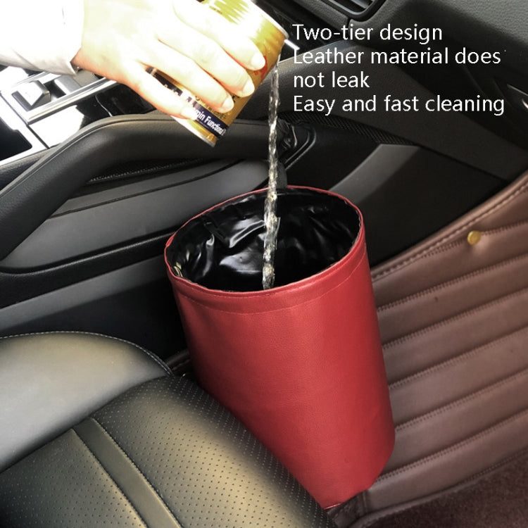 2 PCS Leather Foldable Car Trash Can Mini Chair Back Suspended Waterproof Trash Can(Wine Red) - Stowing Tidying by PMC TechLife | Online Shopping South Africa | PMC TechLife | Buy Now Pay Later Mobicred