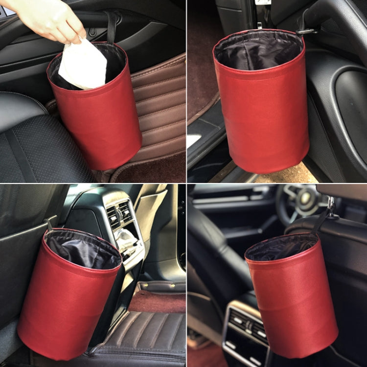 2 PCS Leather Foldable Car Trash Can Mini Chair Back Suspended Waterproof Trash Can(Black) - Stowing Tidying by PMC TechLife | Online Shopping South Africa | PMC TechLife | Buy Now Pay Later Mobicred