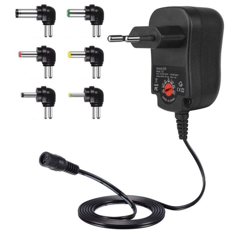 C5 3-12V 12W Adjustable Voltage Regulated Switch Power Supply Power Adapter Multifunction Charger With DC Tips(EU Plug) - AC Adapers by PMC TechLife | Online Shopping South Africa | PMC TechLife | Buy Now Pay Later Mobicred
