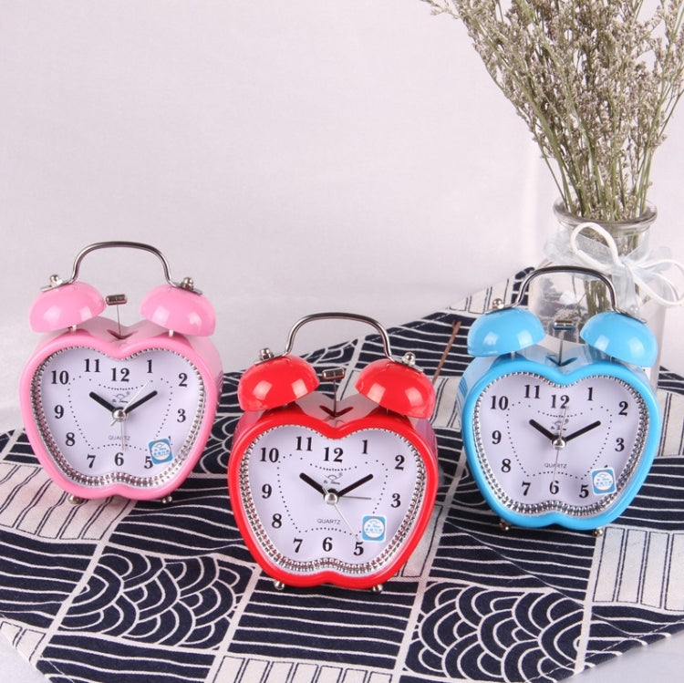 Children Cartoon Apple-Shaped Bedside Mute Desk Clock Metal Bell Digital Alarm Clock(Red) - free shipping - PMc TechLife - Order now!