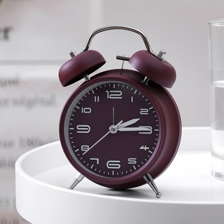 3304T Bedroom Bedside Multifunctional Bell Metal Alarm Clock With Night Light(Wine Red) - free shipping - PMc TechLife - Order now!