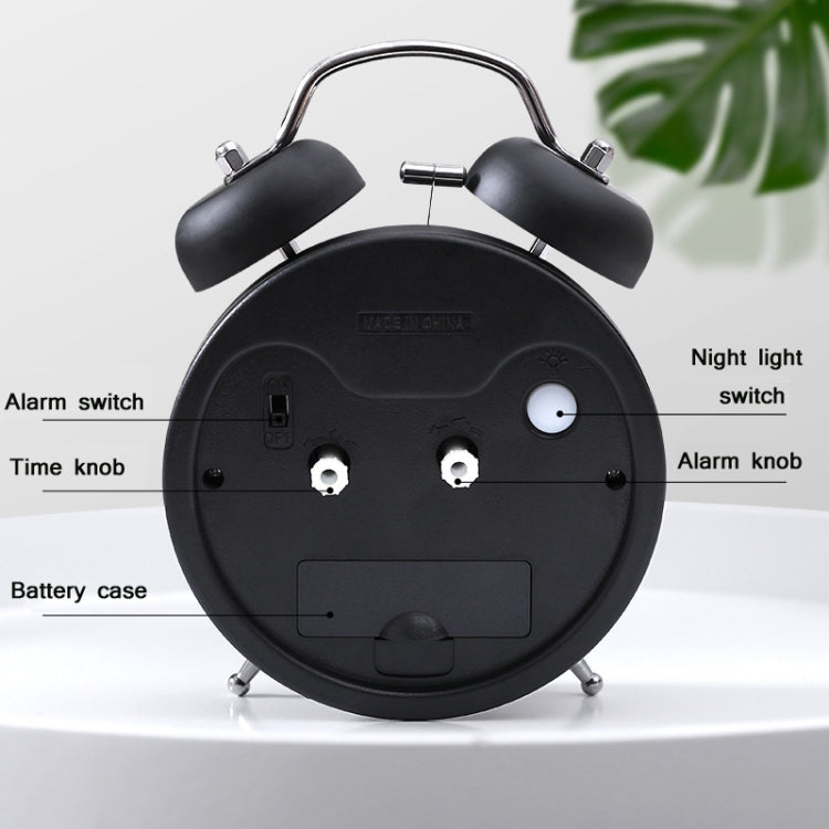 3304T Bedroom Bedside Multifunctional Bell Metal Alarm Clock With Night Light(White) - Alarm Clocks by PMc TechLife | Online Shopping South Africa | PMc TechLife | Buy Now Pay Later Mobicred