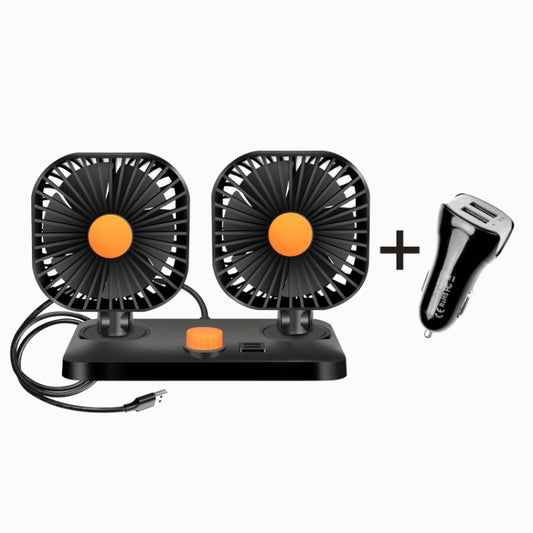 Mini USB 12 / 24V Car Electric Fan Double Head Car Cigarette Lighter Fan - Heating & Fans by PMC Jewellery | Online Shopping South Africa | PMC Jewellery | Buy Now Pay Later Mobicred