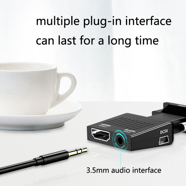 HW-2217 VGA to HDMI Converter With Audio Computer Host to HD Converter(Black) - free shipping - PMC TechLife - Order now!