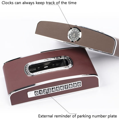 Car Clock Tissue Box Multi-Function Vehicle Instrument Table Paper Towel Box, Style: Clock+Parking Card (Gray) - Tissue Boxes by PMC Jewellery | Online Shopping South Africa | PMC Jewellery