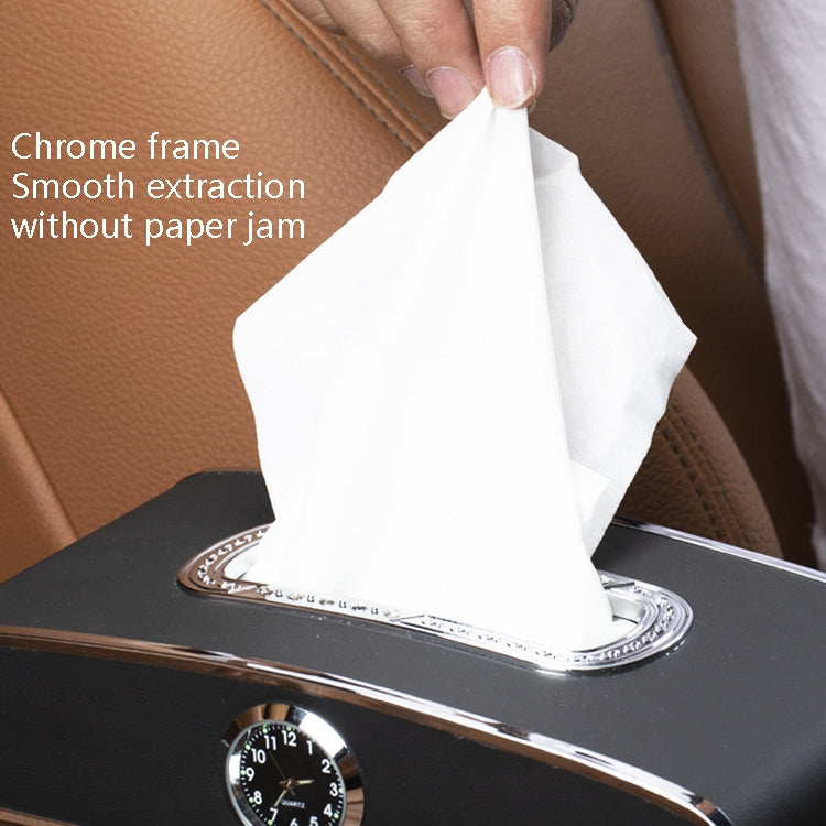 Car Clock Tissue Box Multi-Function Vehicle Instrument Table Paper Towel Box, Style: With Clock (Black) - Tissue Boxes by PMC TechLife | Online Shopping South Africa | PMC TechLife | Buy Now Pay Later Mobicred