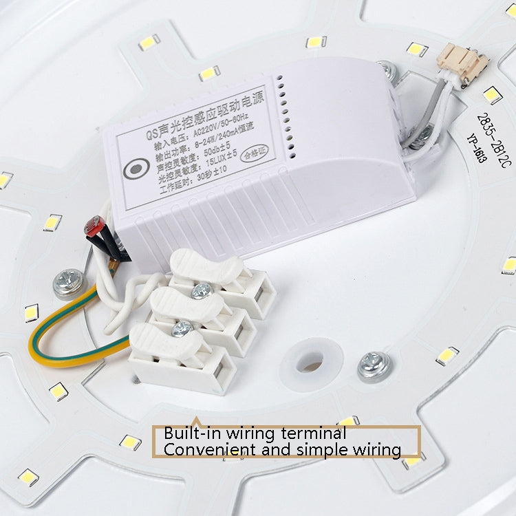 LED Sound Light Control Ceiling Lamp Round Corridor Intelligent Sensor Lamp, Power source: 24W 400mm(Warm White) - free shipping - PMC TechLife - Order now!
