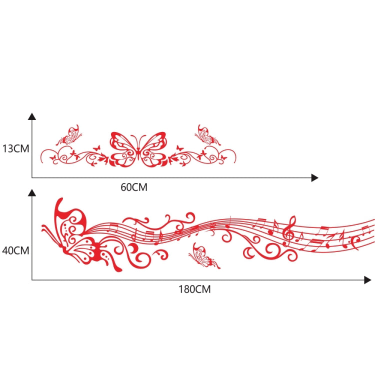 D-347 Butterfly Note Car Sticker Sheet Music Waist Line Body Sticker(Red) - Decorative Sticker by PMC TechLife | Online Shopping South Africa | PMC TechLife | Buy Now Pay Later Mobicred