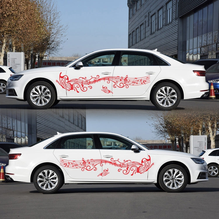 D-347 Butterfly Note Car Sticker Sheet Music Waist Line Body Sticker(Red) - Decorative Sticker by PMC TechLife | Online Shopping South Africa | PMC TechLife | Buy Now Pay Later Mobicred