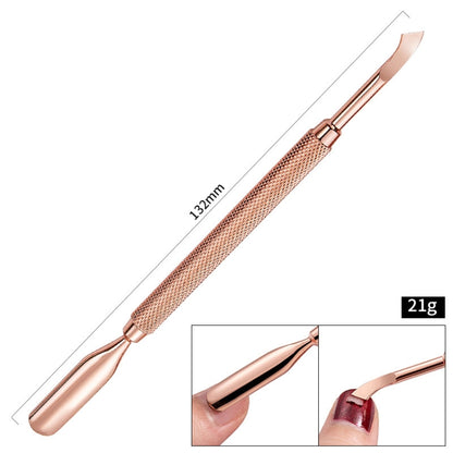 3 PCS Stainless Steel Rose Gold Double-Headed Steel Push Dead Skin Scissors Nail Set,Style: 02  Big Head - Nail Art Equipment by PMC Jewellery | Online Shopping South Africa | PMC Jewellery | Buy Now Pay Later Mobicred