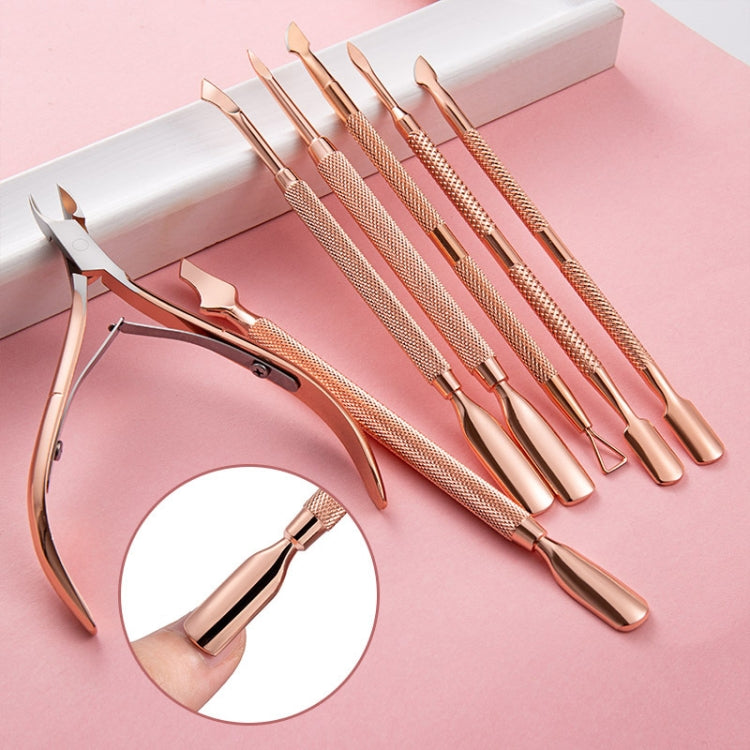 3 PCS Stainless Steel Rose Gold Double-Headed Steel Push Dead Skin Scissors Nail Set,Style: 05  Small Head - Nail Art Equipment by PMC Jewellery | Online Shopping South Africa | PMC Jewellery | Buy Now Pay Later Mobicred