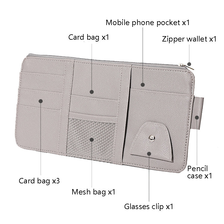 2 PCS Auto Sun Visor Card Clip Business Card Glasses Clip Zipper Car Mobile Phone Document Folder(Black) - Stowing Tidying by PMC TechLife | Online Shopping South Africa | PMC TechLife | Buy Now Pay Later Mobicred