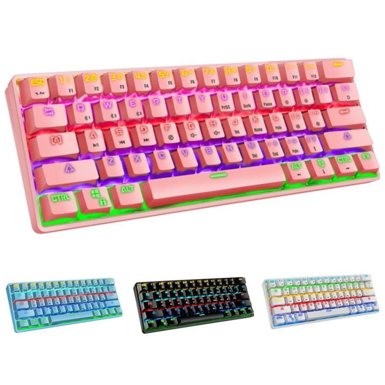LEAVEN K28 61 Keys Gaming Office Computer RGB Wireless Bluetooth + Wired Dual Mode Mechanical Keyboard, Cabel Length:1.5m, Colour: Red Axis (White) - free shipping - PMC Jewellery - Order now!
