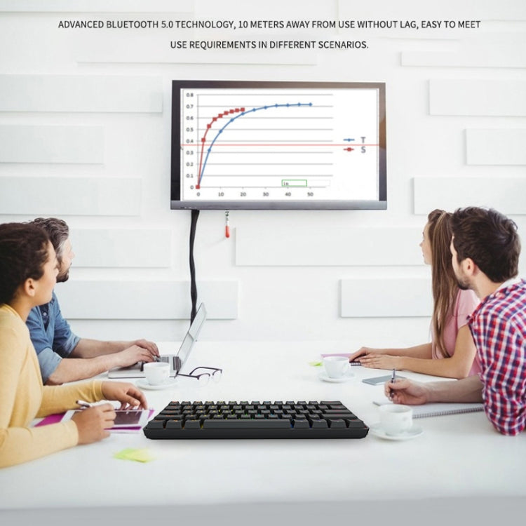 LEAVEN K28 61 Keys Gaming Office Computer RGB Wireless Bluetooth + Wired Dual Mode Mechanical Keyboard, Cabel Length:1.5m, Colour: Red Axis (White) - free shipping - PMC Jewellery - Order now!