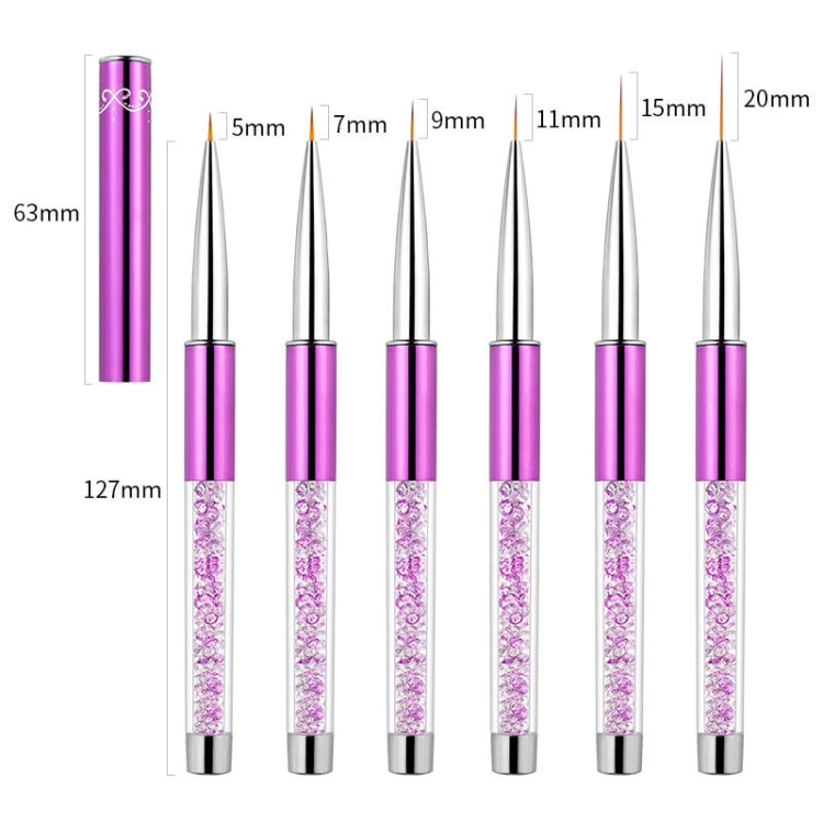 Nail Art Drawing Pen Purple Drill Rod Color Painting Flower Stripe Nail Brush With Pen Cover, Specification: 15mm - Nail Art Equipment by PMC Jewellery | Online Shopping South Africa | PMC Jewellery | Buy Now Pay Later Mobicred