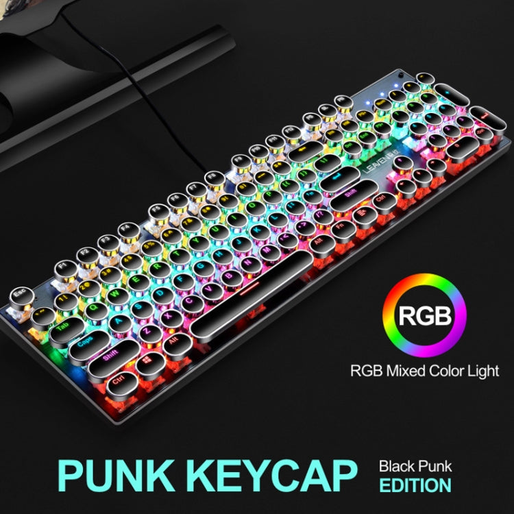 104 Keys Green Shaft RGB Luminous Keyboard Computer Game USB Wired Metal Mechanical Keyboard, Cabel Length:1.5m, Style: Punk Word Through Version (White) - Wired Keyboard by PMC Jewellery | Online Shopping South Africa | PMC Jewellery | Buy Now Pay Later Mobicred