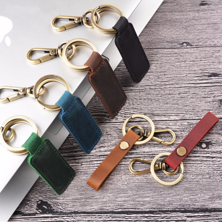 2 PCS Handmade Crazy Horse Leather Retro Keychain Car Couple Keychain, Specification: Double Ring(Coffee) - Key Rings by PMC TechLife | Online Shopping South Africa | PMC TechLife | Buy Now Pay Later Mobicred
